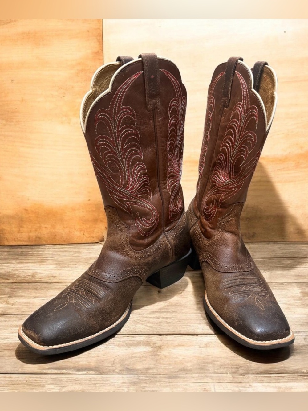 Ariat Brown Leather Cowboy Boots Size 10 B Women’s Style 10011894